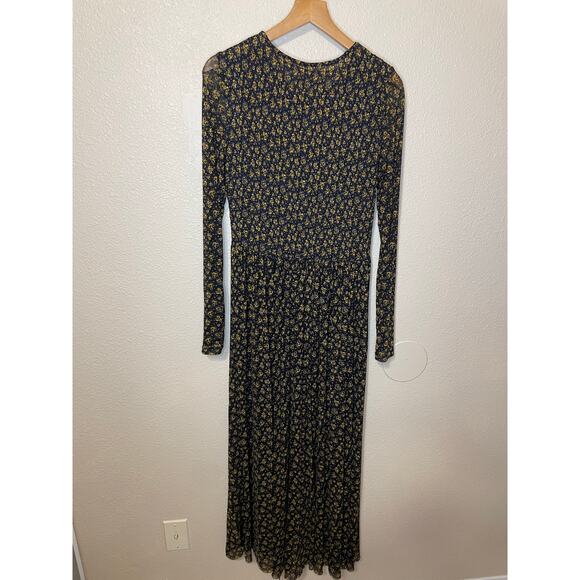Fee People Hello and Goodbye Mesh Black Floral Long Sleeve Maxi Dress Sm Cottage - Picture 3 of 12